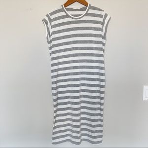 SISTER Gray and White Stretchy Striped Dress